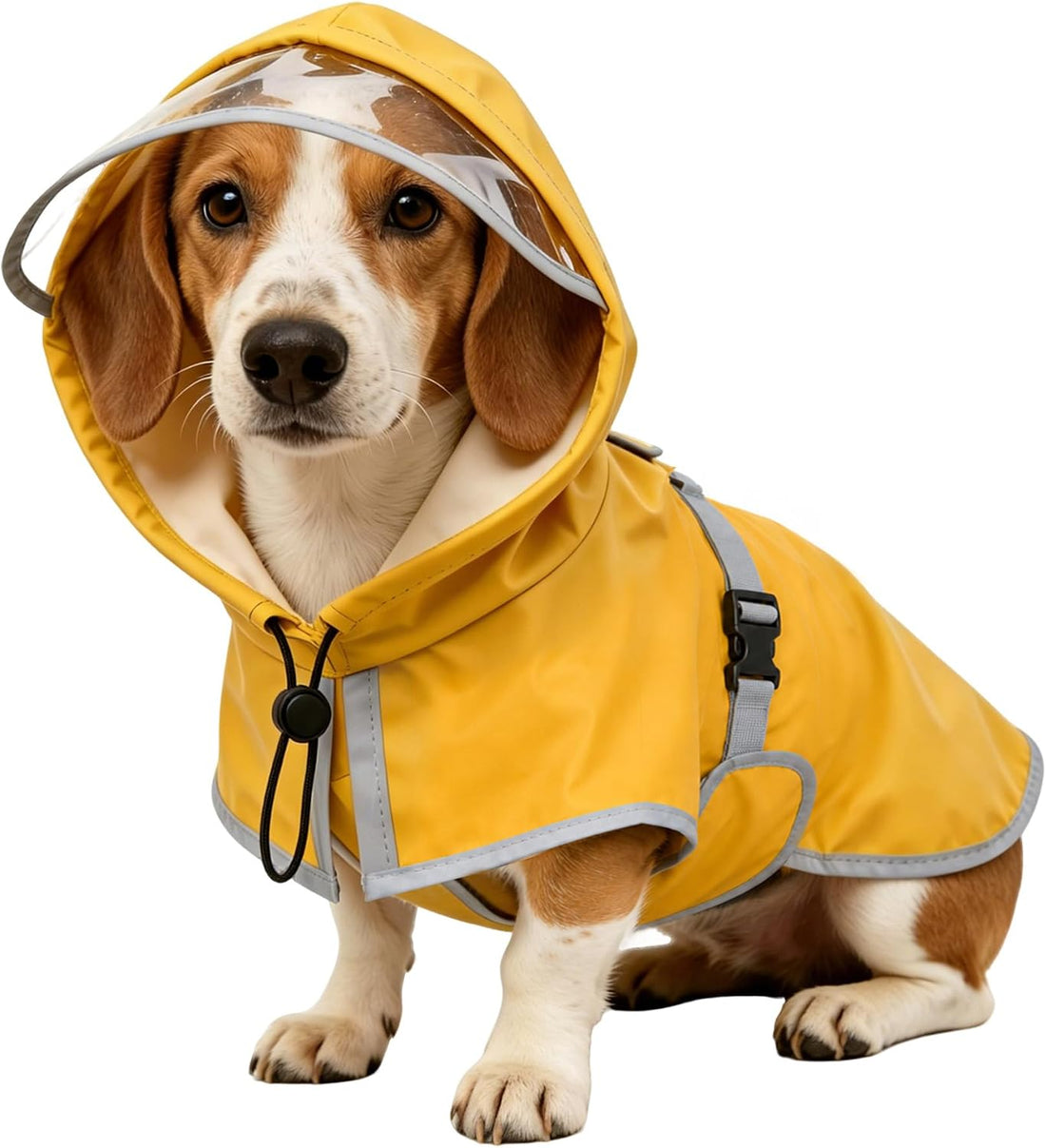 Dog Raincoat Waterproof Reflective Adjustable Hooded Windproof Jacket