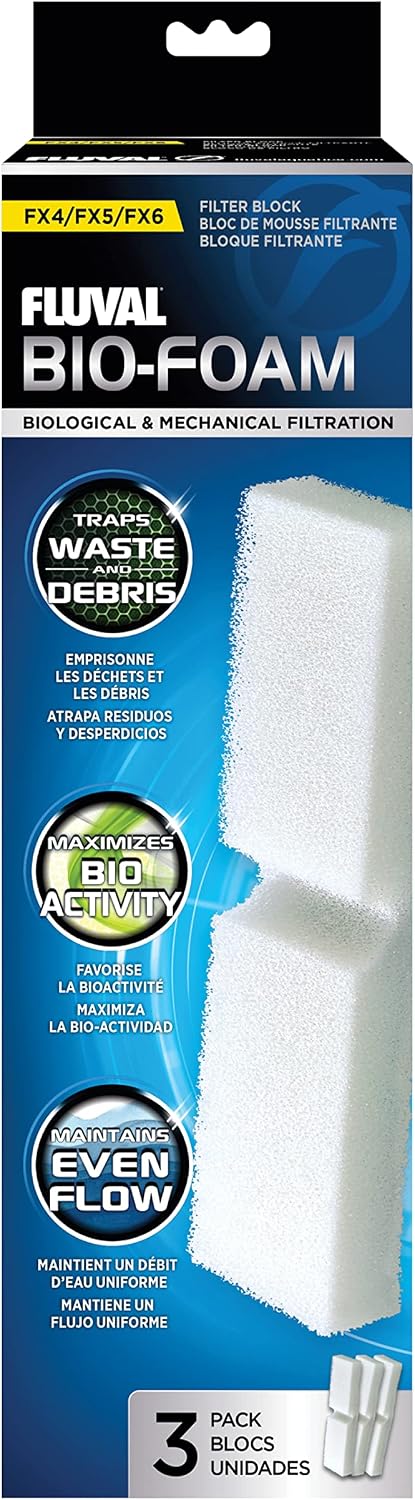 Fluval FX4/FX5/FX6 Bio-Foam, Replacement Aquarium Filter Media, 2-Pack
