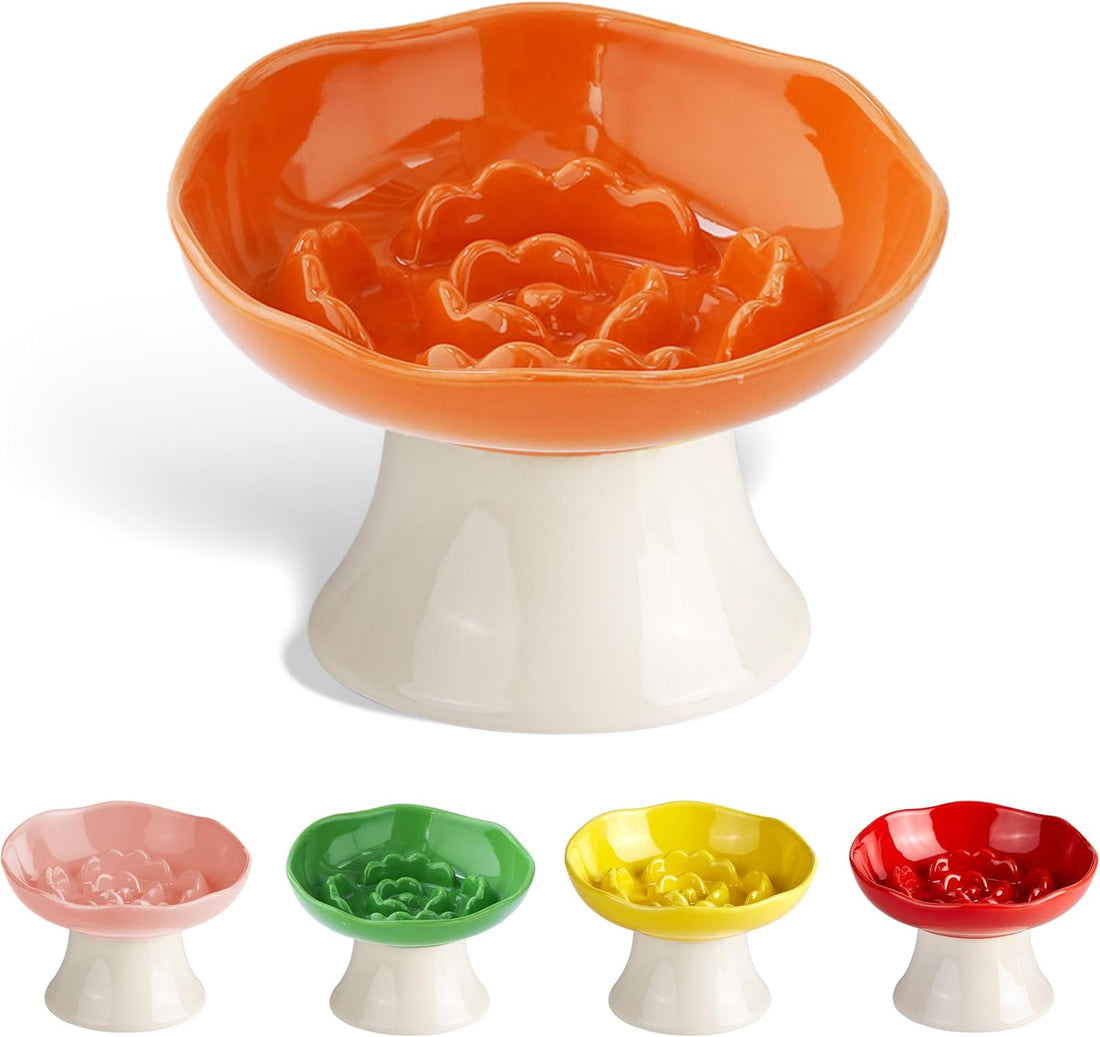 Ceramic Slow Feeder Bowl for Cats and Small Dogs