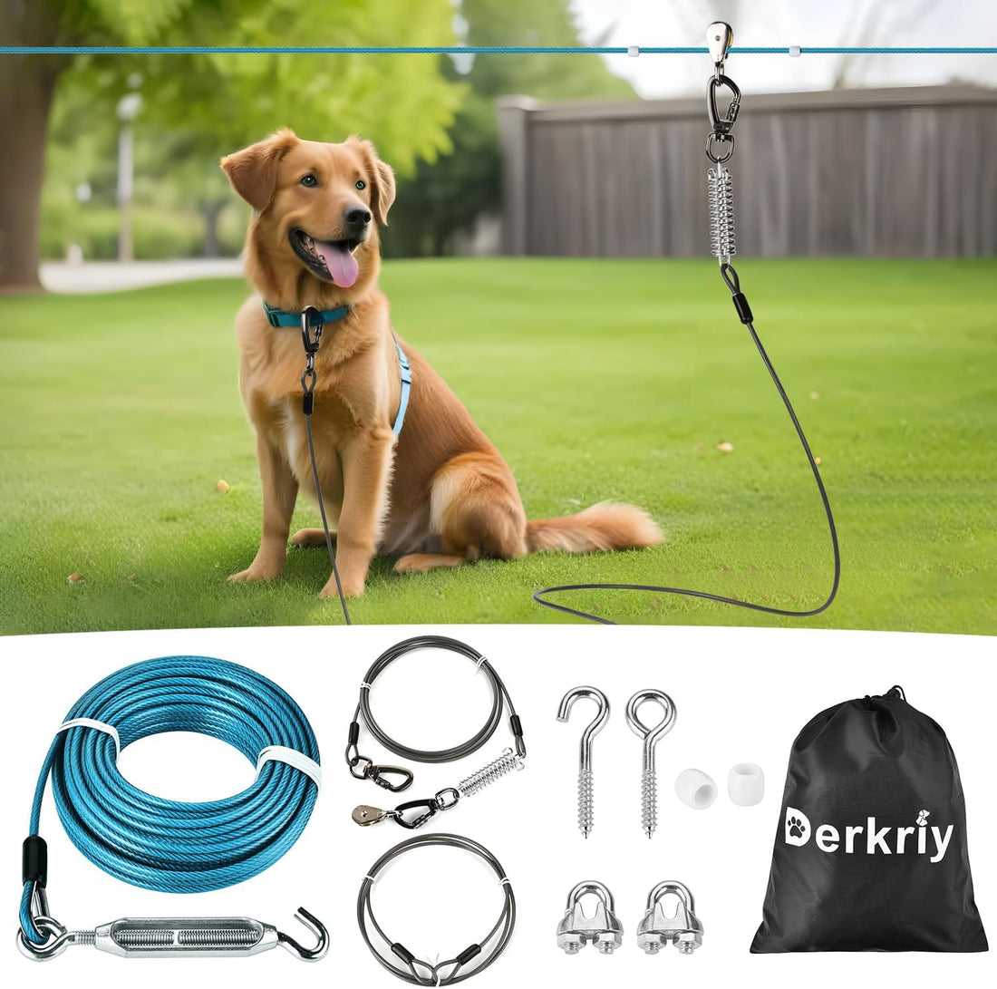 Dog Runner for Yard, Heavy Duty 75FT Dog Runs for Outside with 10FT