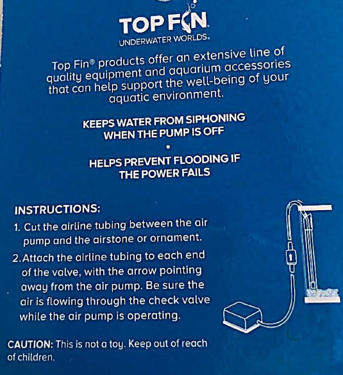 Top Fin Aquarium Check Valve. Keeps Water from Siphoning When Pump is