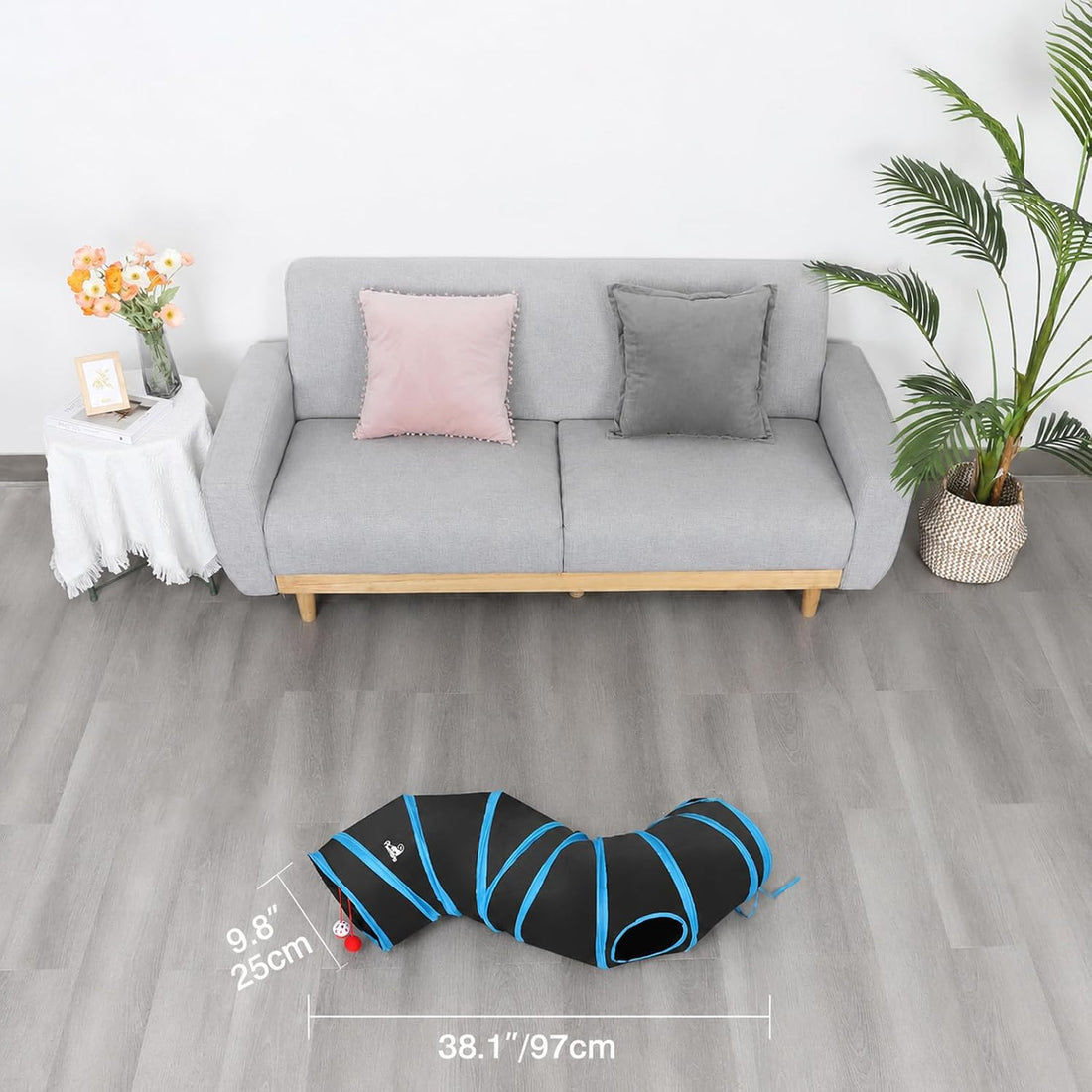 Pawaboo Cat Toys, Cat Tunnel Tube S-Shaped Tunnels 25x97cm Extensible