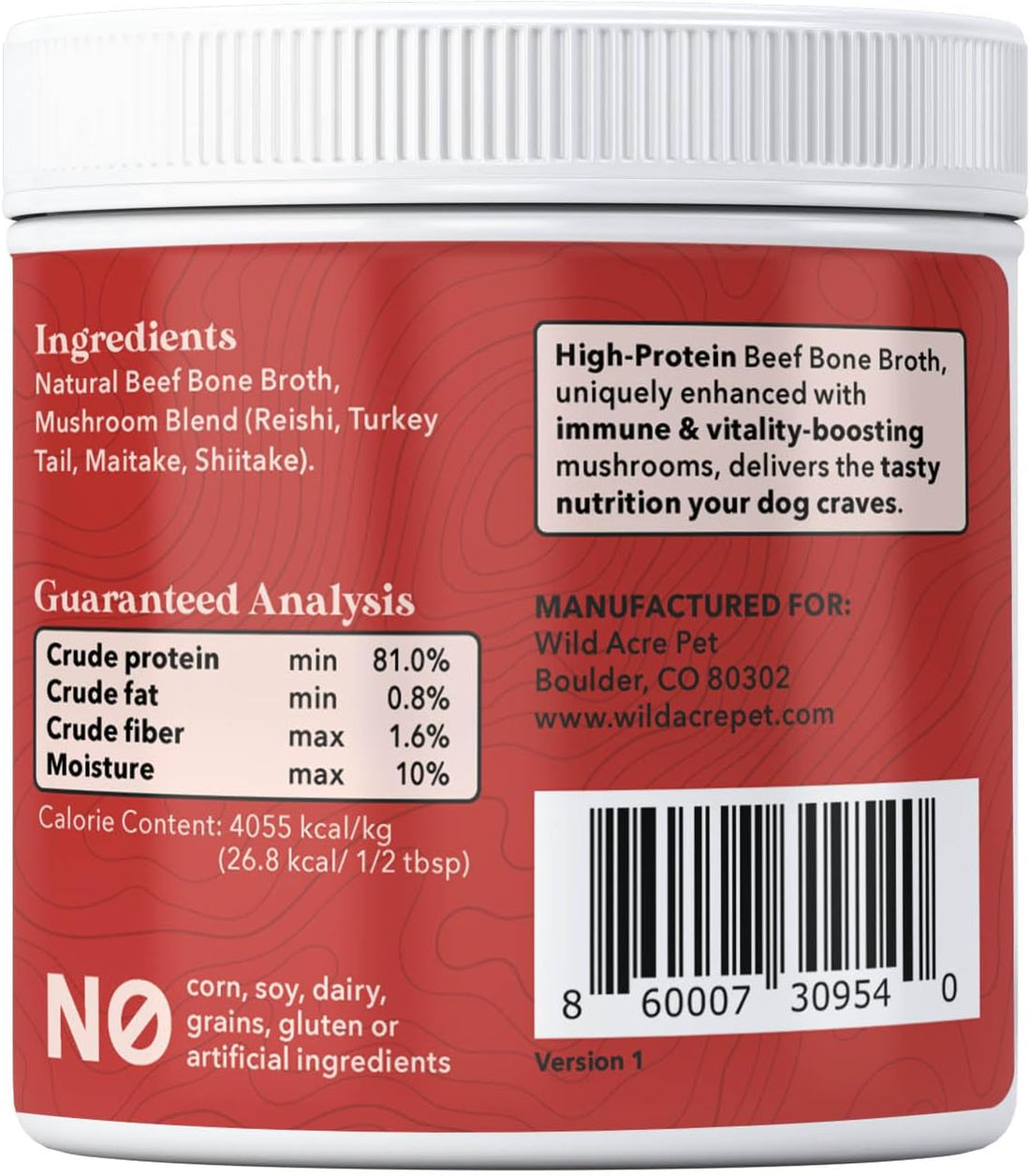 Wild Acre Premium Beef Bone Broth for Dogs