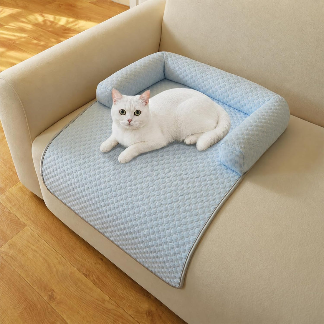 Cooling Pet Bed Mats with Neck & Head Support, 31.5 x 23.62 inch Khaki