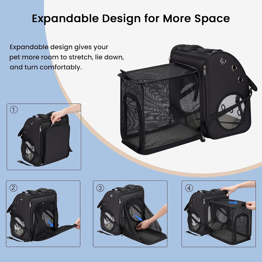 Expandable Cat Backpack Carrier, Large Space, Airline Approved, XL