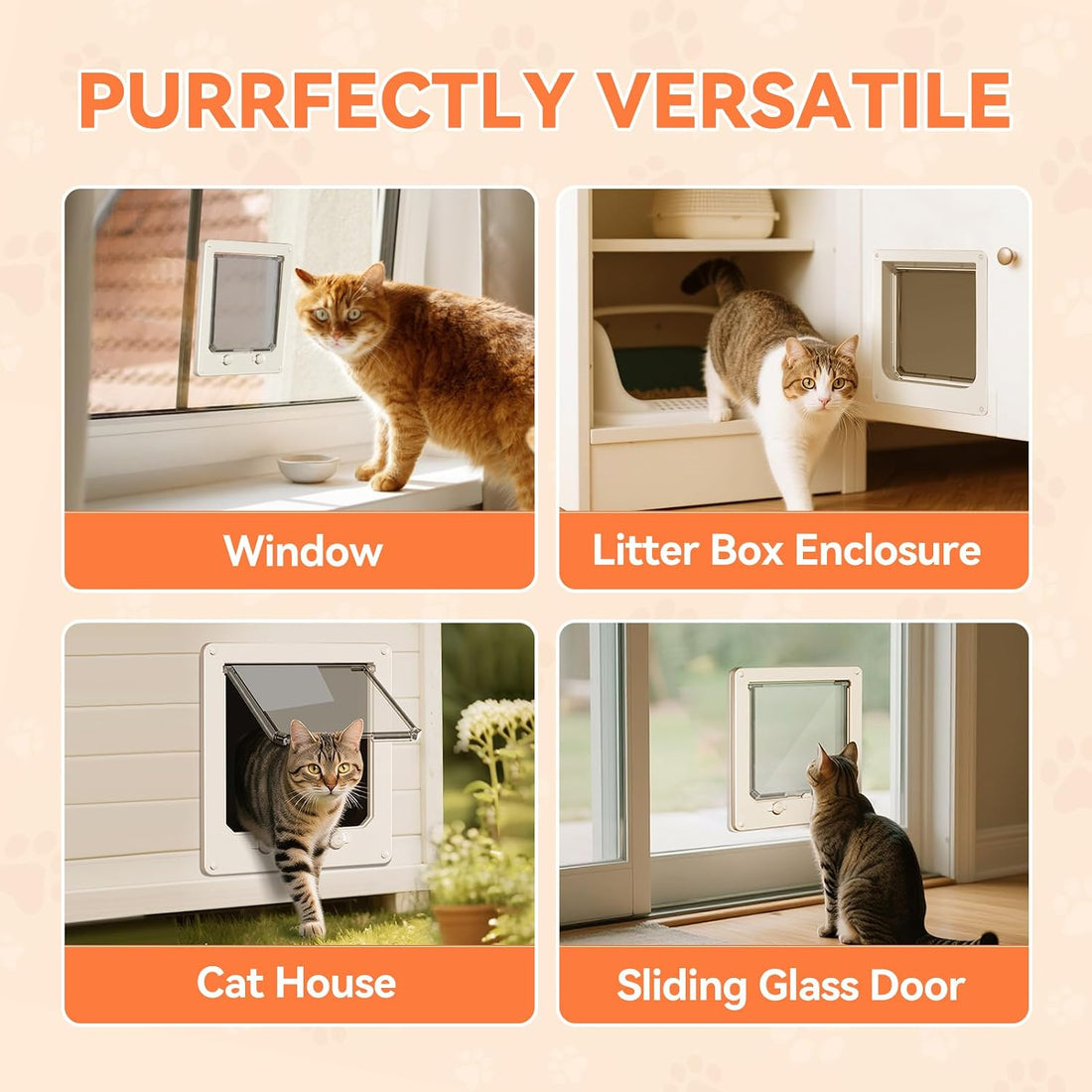 LIBBEPET Thin Interior Cat Door, 4 Way Locking Flap for Cats ≤18 lbs
