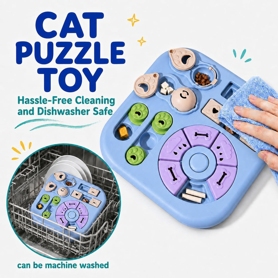 HAOYEGUOJI Interactive Cat Puzzle Toy & Treat Dispenser