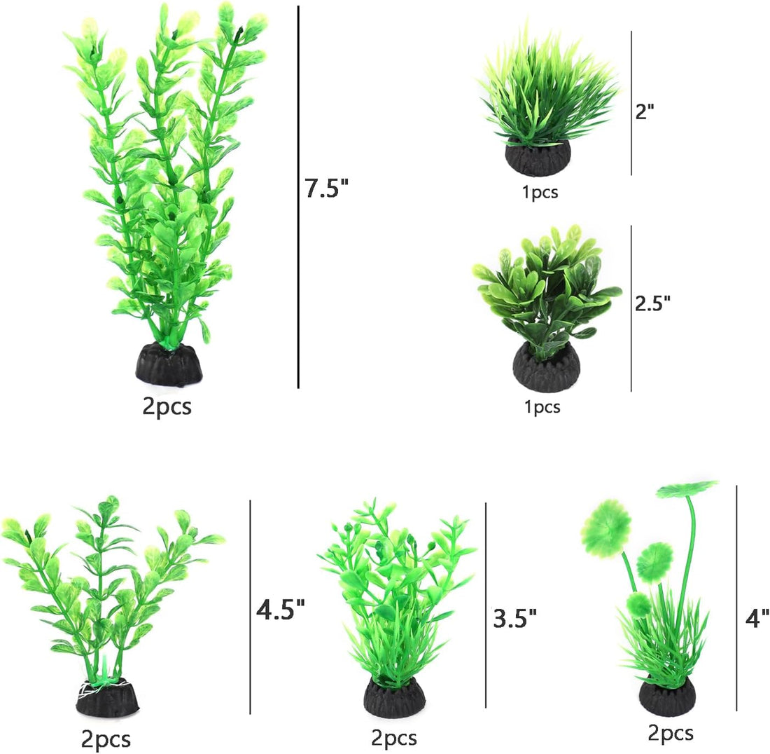 AQUANEAT Artificial Fish Tank Plants, Plastic Aquarium Decorations