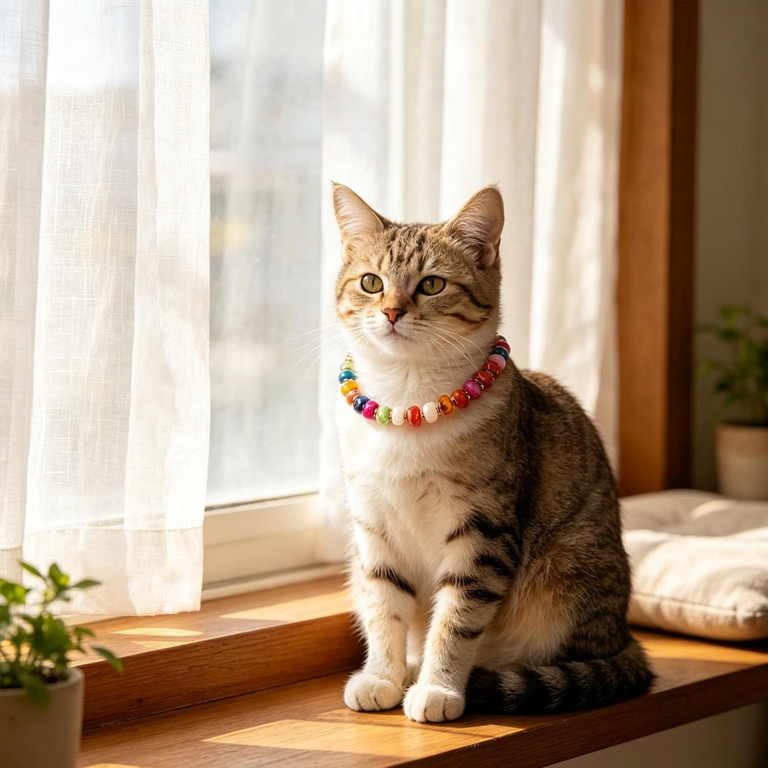 Chunky Beaded Necklace for Dog Cat Colorful Resin Bead Necklaces
