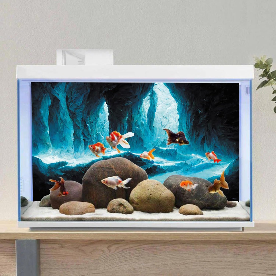 AWERT 48x24 in Rock Cave Aquarium Backdrop Rock Pillar Fish Tank