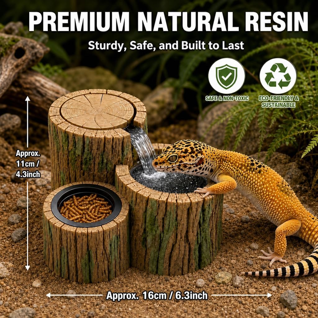2 in 1 Reptile Water Fountain with Food Dish
