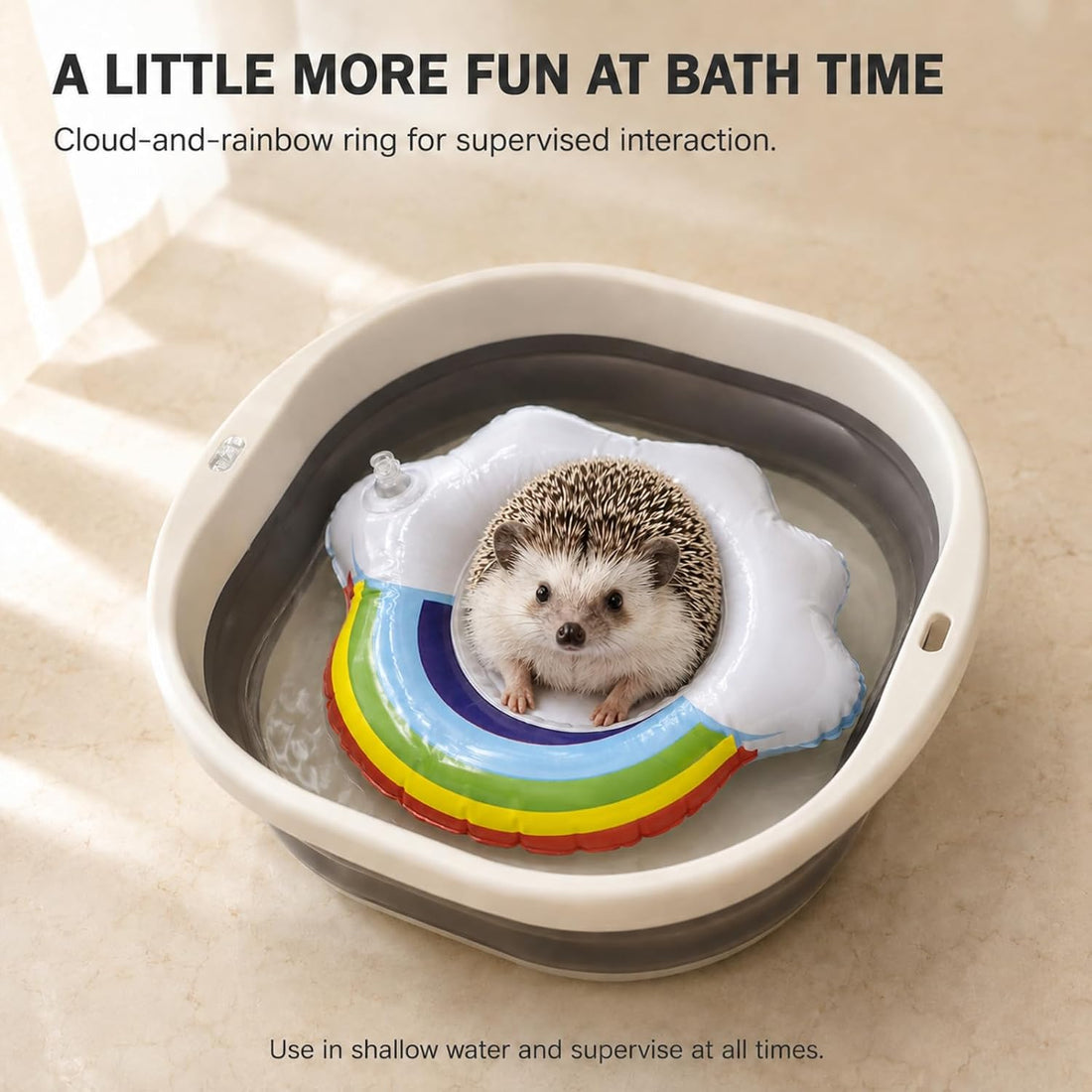7-Piece Hedgehog Bath Supplies Kit with Foldable Tub and 3 Brushes