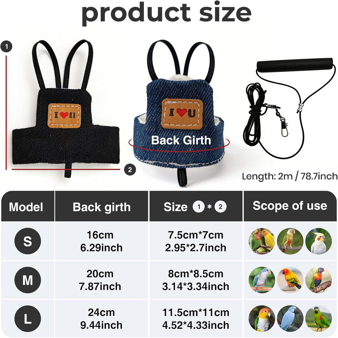 Bird Flight Harness Vest, Adjustable Training Design Anti-Bite