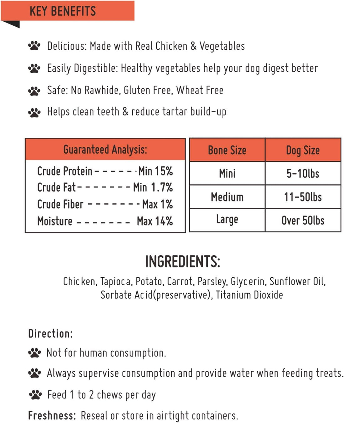 LuvChew Chicken Dog Chew Bones Medium, Rawhide Free, Grain Free