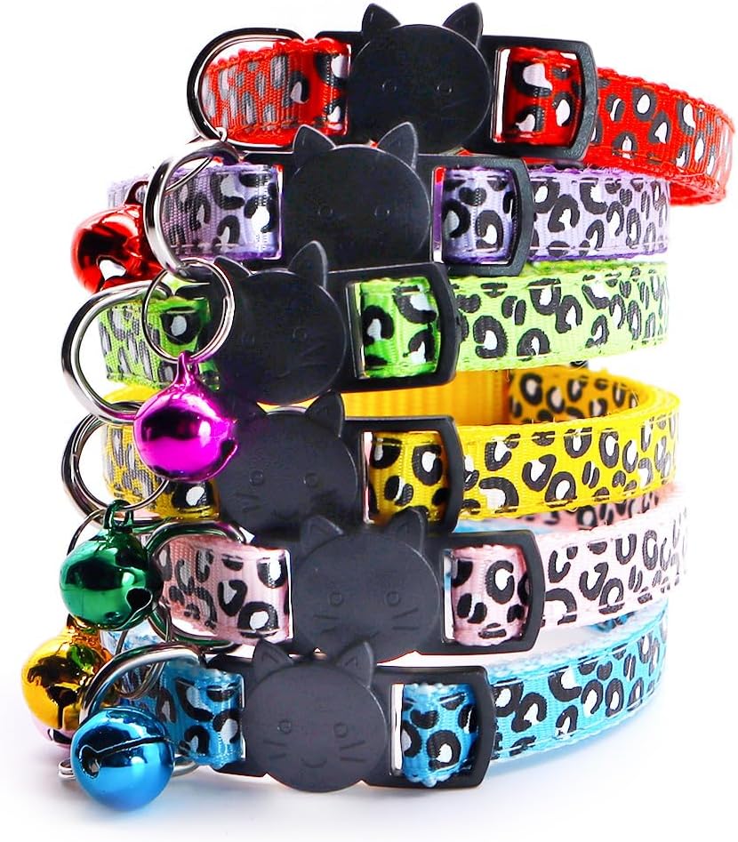 Reflective 2 Pack Breakaway Cat Collars with Bell Leopard Pattern