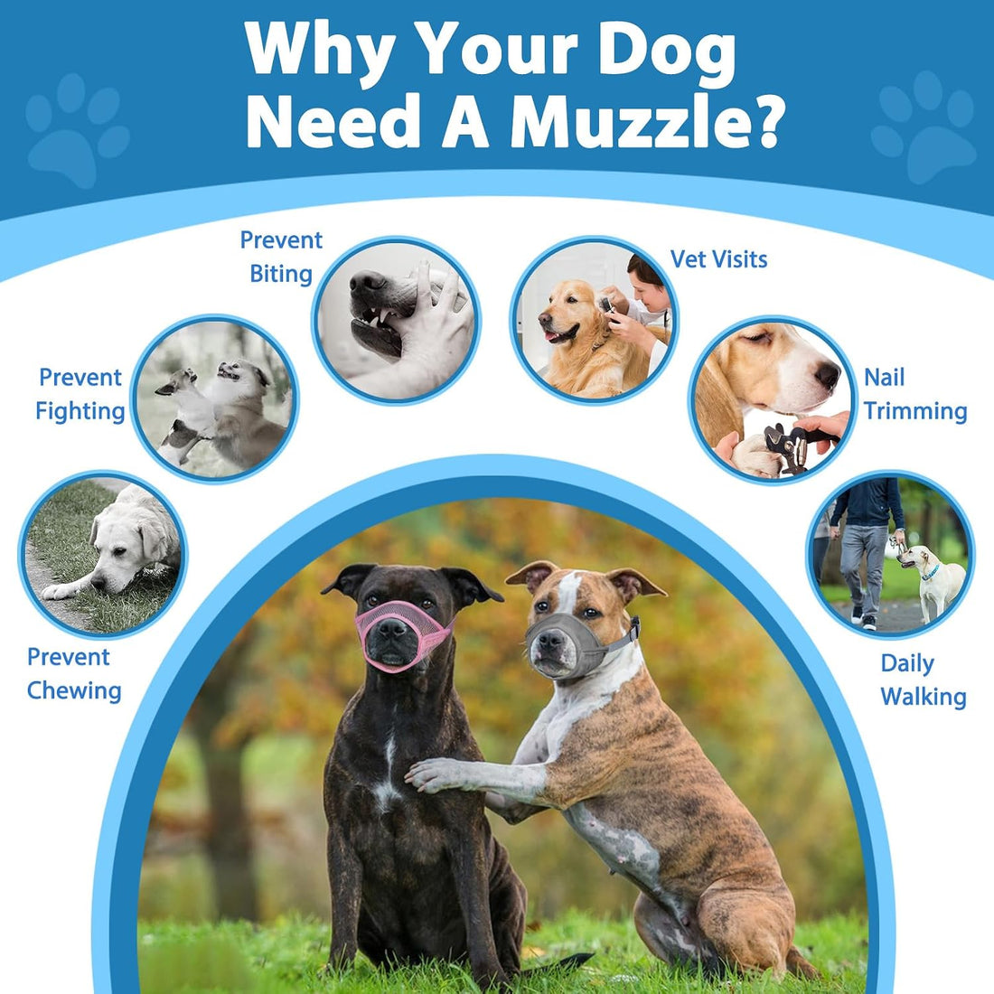 LUCKYPAW Dog Muzzle Suits for Small Medium Large Dogs