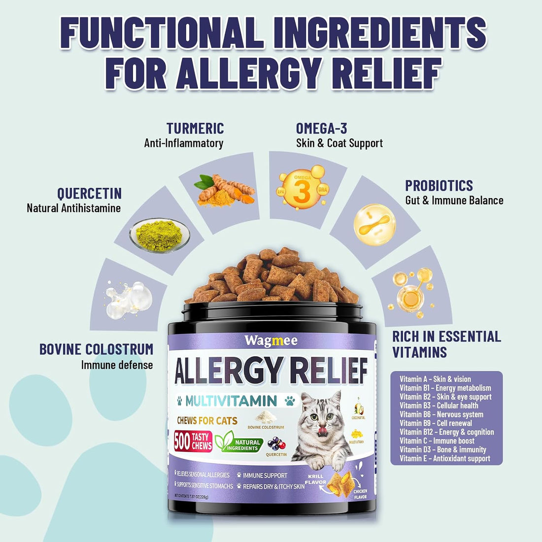 Cat Allergy Relief Chews with Omega 3 & Multivitamins