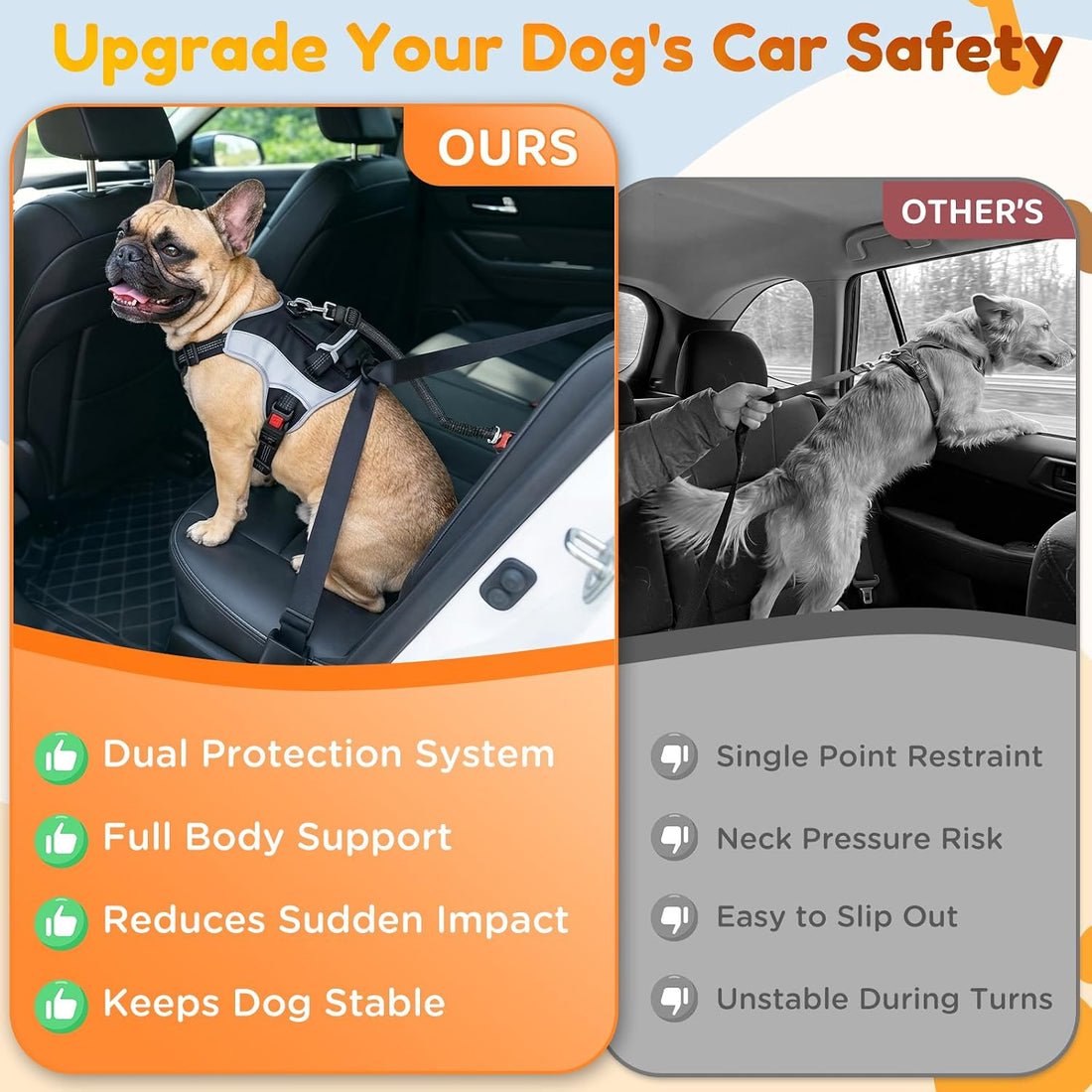 PartsBling Dog Car Harness, Dog Seat Belt Harness for Car