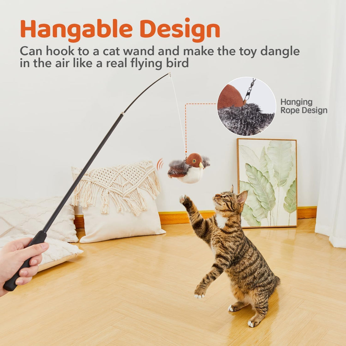 Potaroma Cat Toys Rechargeable Flapping Bird Sparrow