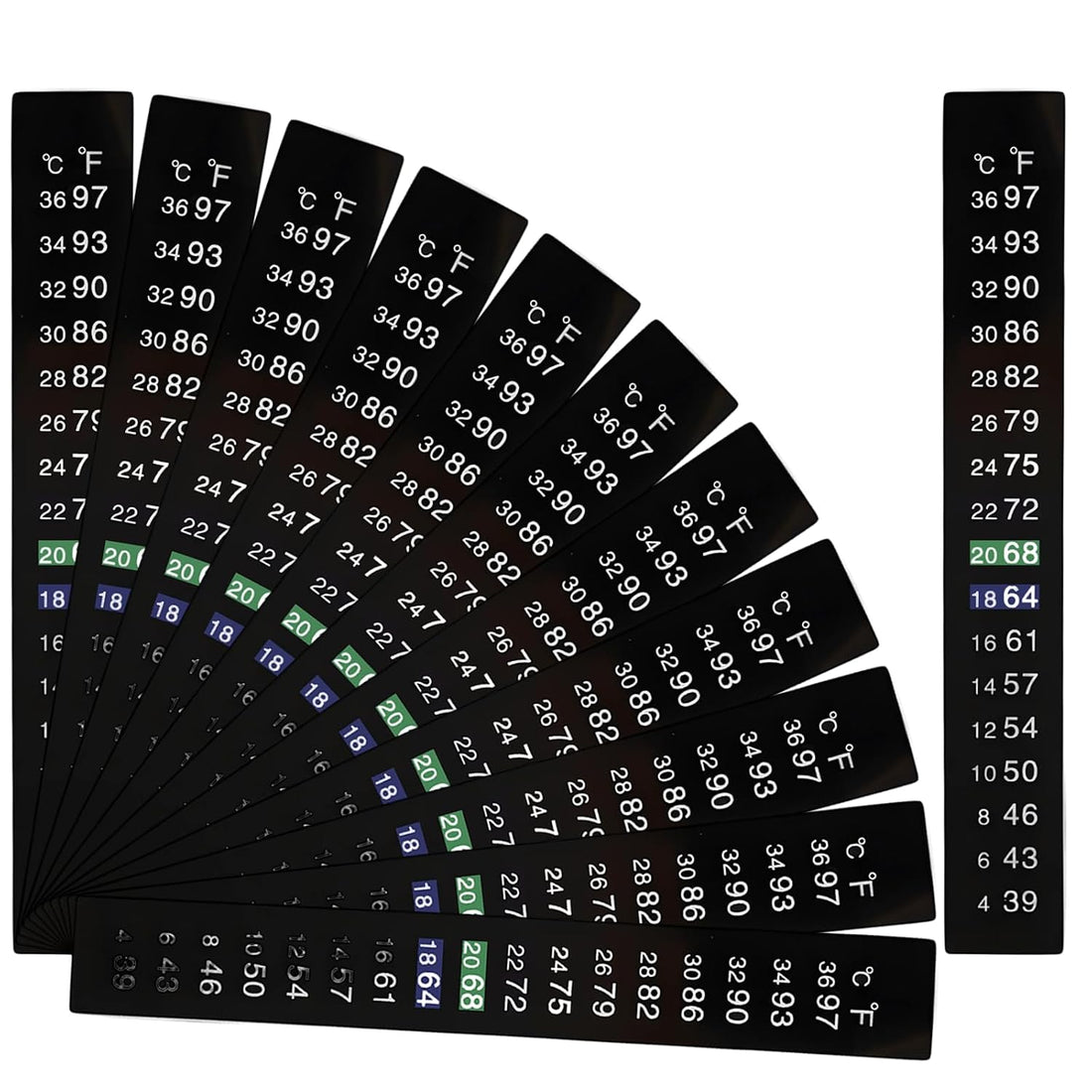 12 Pack Aquarium Thermometer Strips, 39-97℉ Fish Tank Thermometer Tape