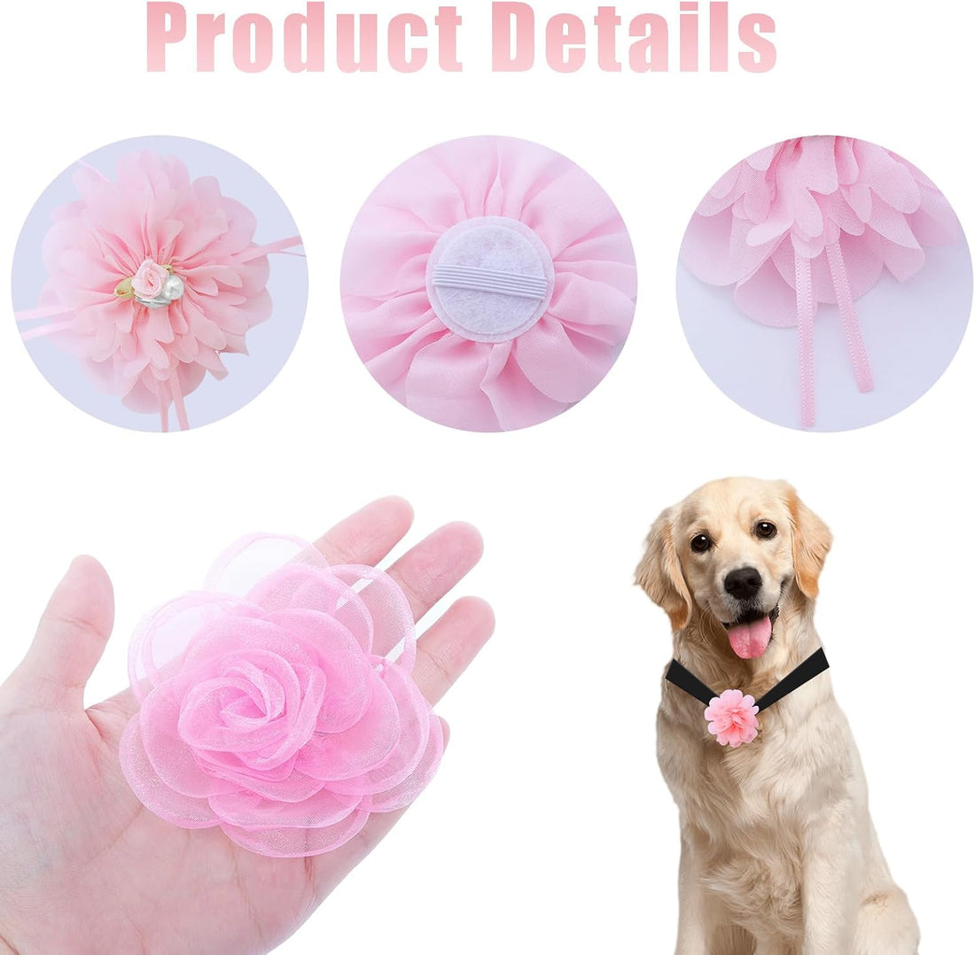 12 Pcs Pink Dog Collar Flowers Cat Collar Flower Attachment