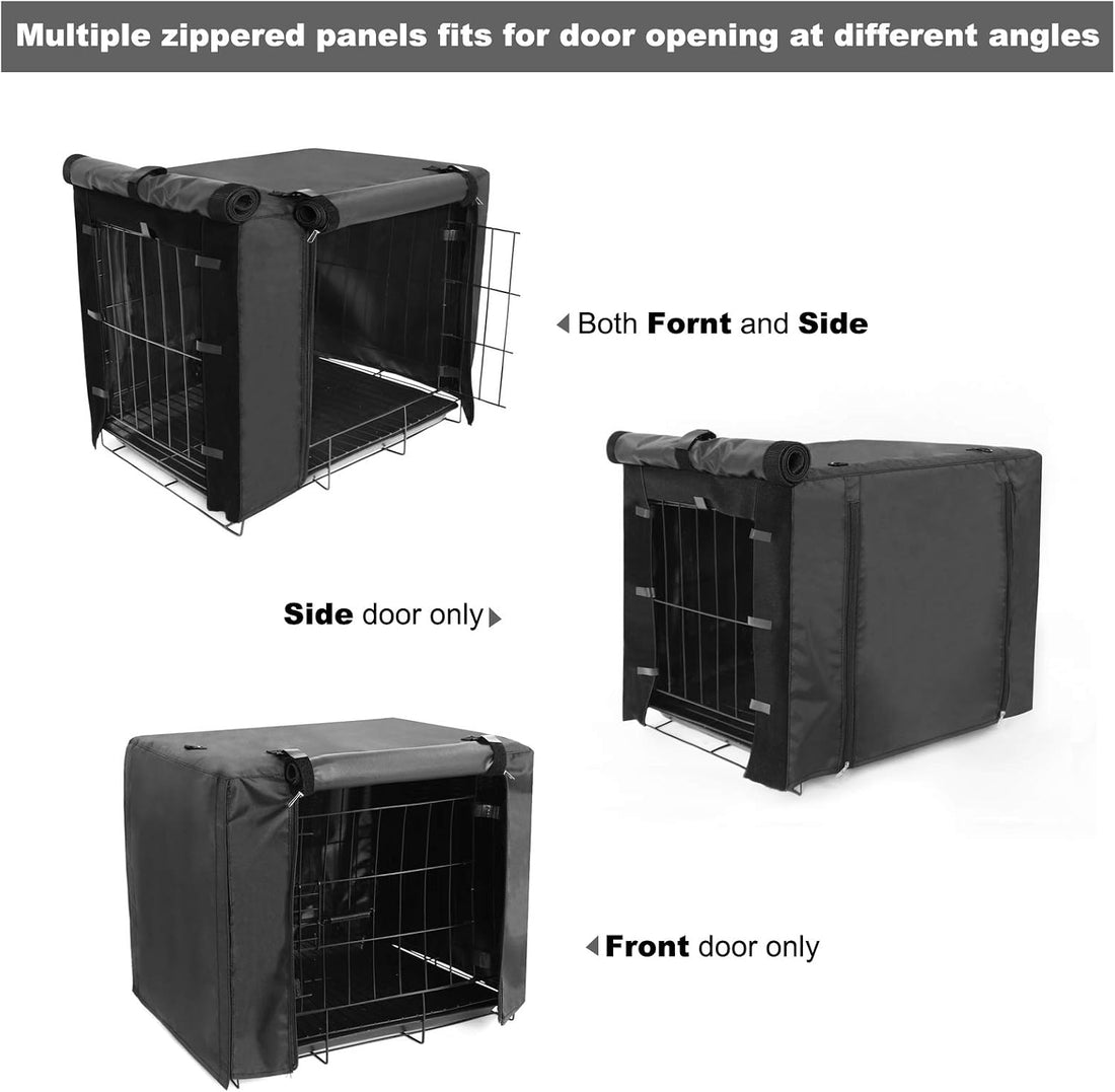 Double Door Breathable Dog Crate Cover, Black