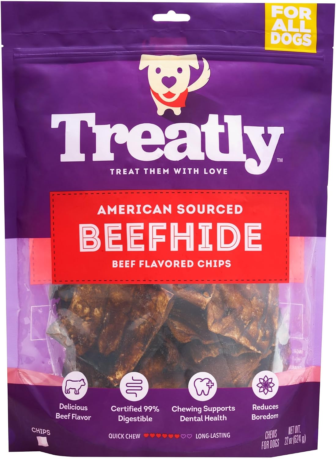 American Sourced Beefhide Chips Dog Chew Treats - Beef Flavor