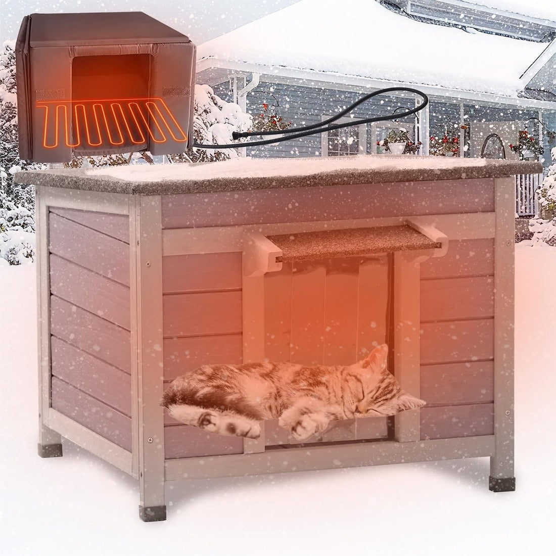 AIVITUVIN Cat House Outdoor Insulated Feral Kitty Shelter with Liner