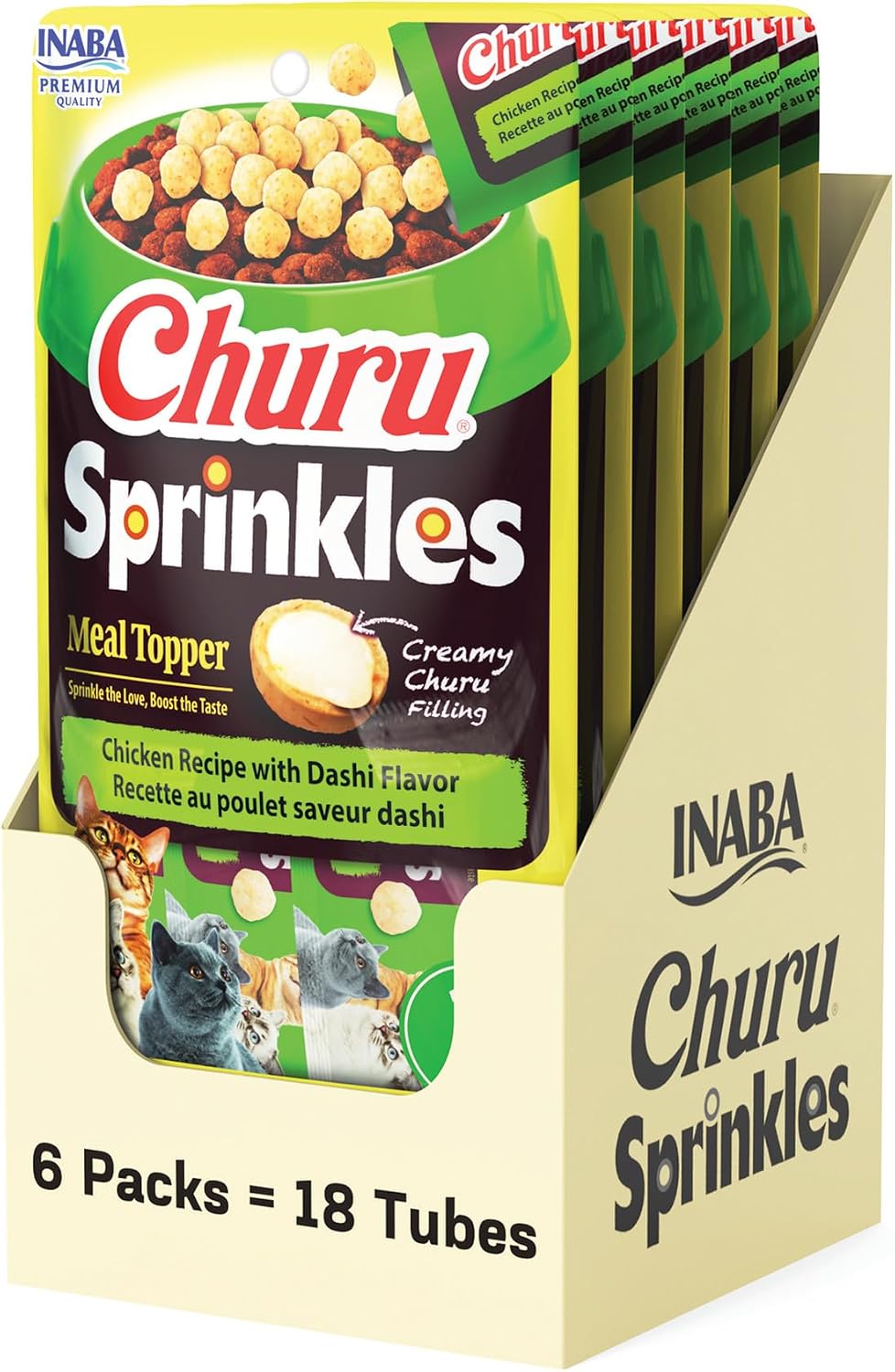 INABA Churu Sprinkles Cat Meal Topper, Chicken, 18ct