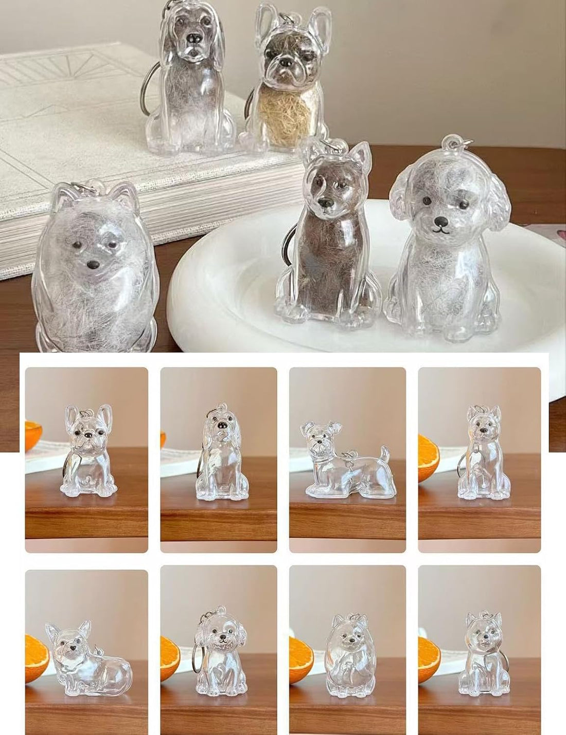 3D Clear Pet Hair Keepsake Keychain