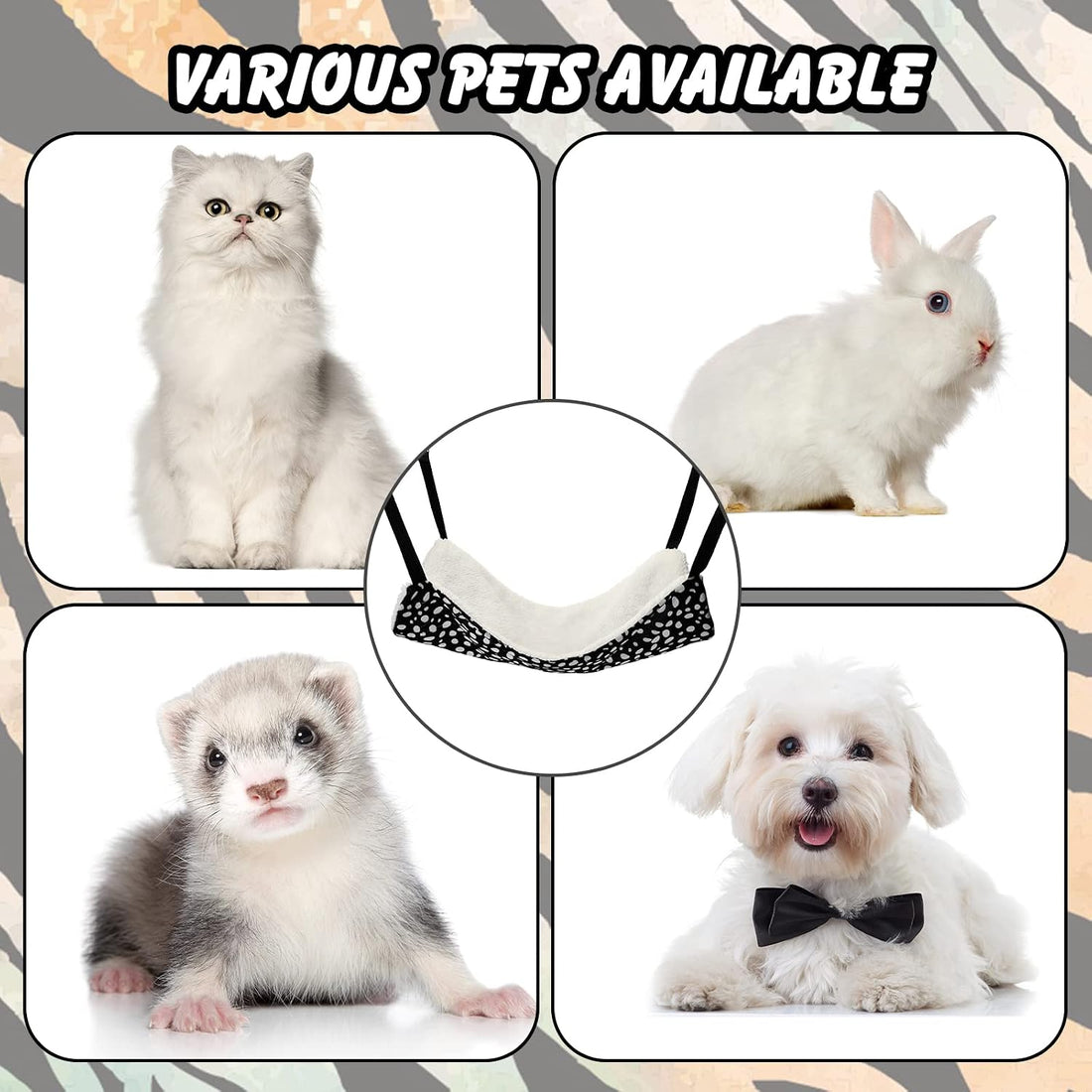 BBTO 3 Pcs Reversible Hanging Hammock Soft Plush for Cat Ferret