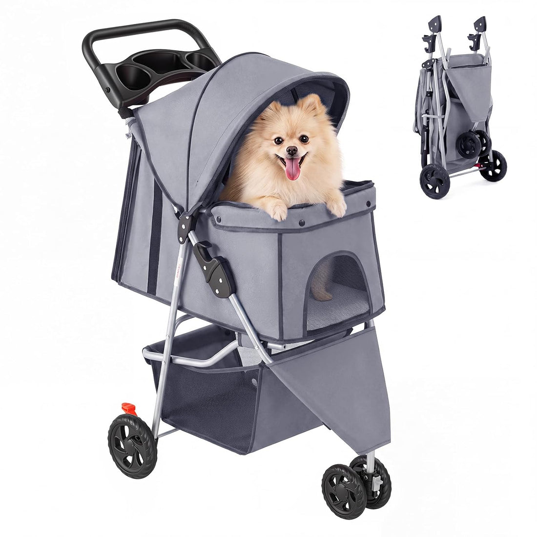 DUMOS 3 Wheels Pet Stroller for Small Dogs and Cats, Foldable