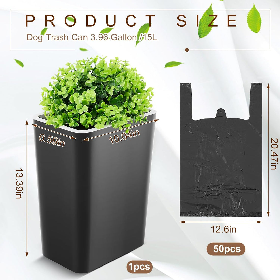 Jingmore Dog Poop Trash Can Outside 3.96 Gal/15 L Plant Styled Dog