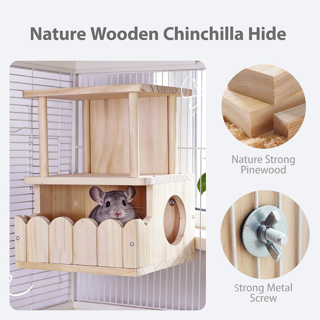 Chinchilla Hideout House Solid Wooden Chinchilla Cage Accessories