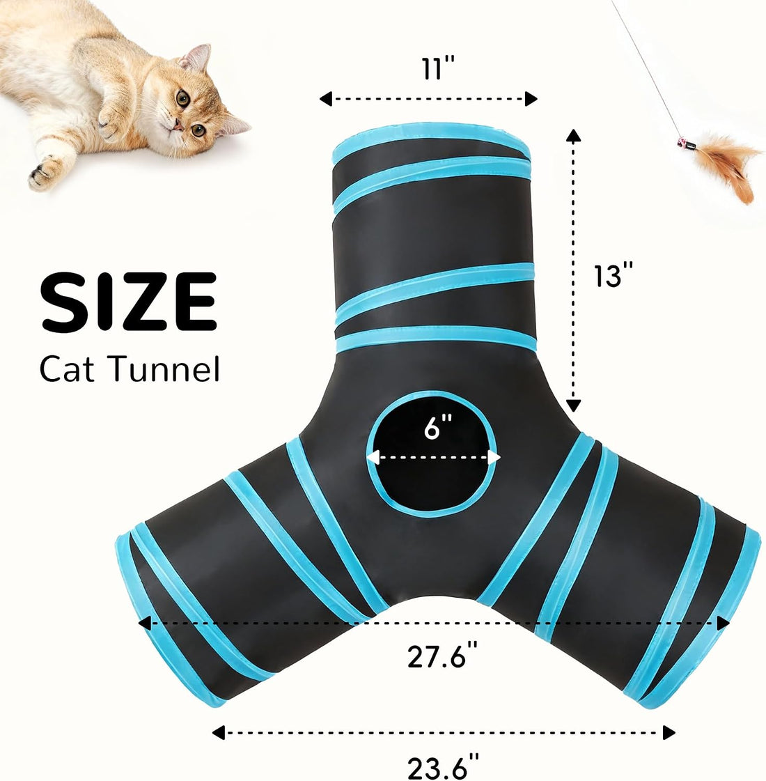 Tempcore Pet Cat Tunnel Tube Cat Toys 3 Way Collapsible