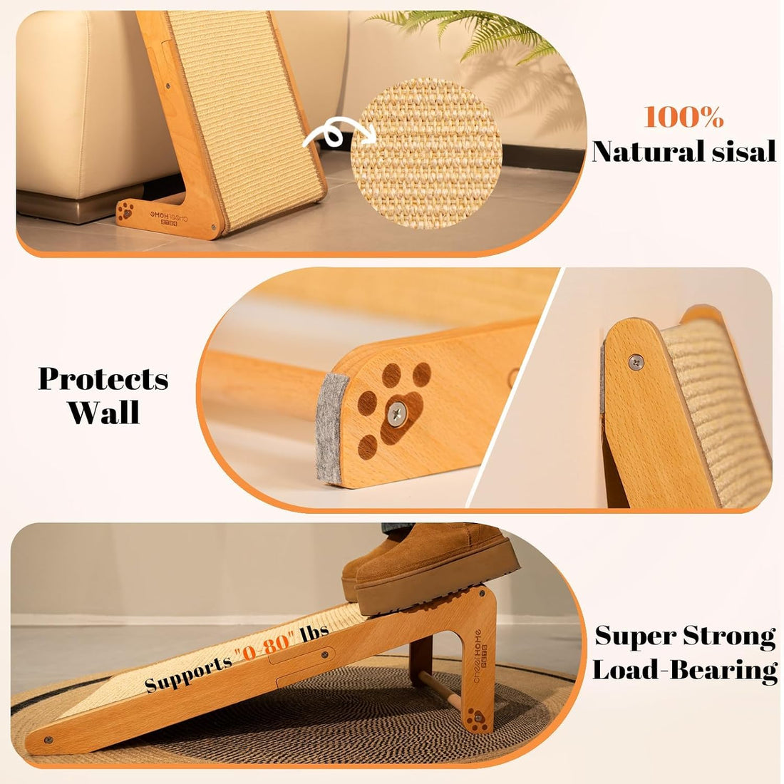 CHEERHOME PETS Sisal Cat Scratcher Ramp for Indoor L-Shape Solid