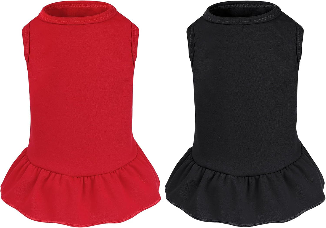 2 Pcs Dog Dress Cute Cat Skirt Solid Color Summer Clothes for Small
