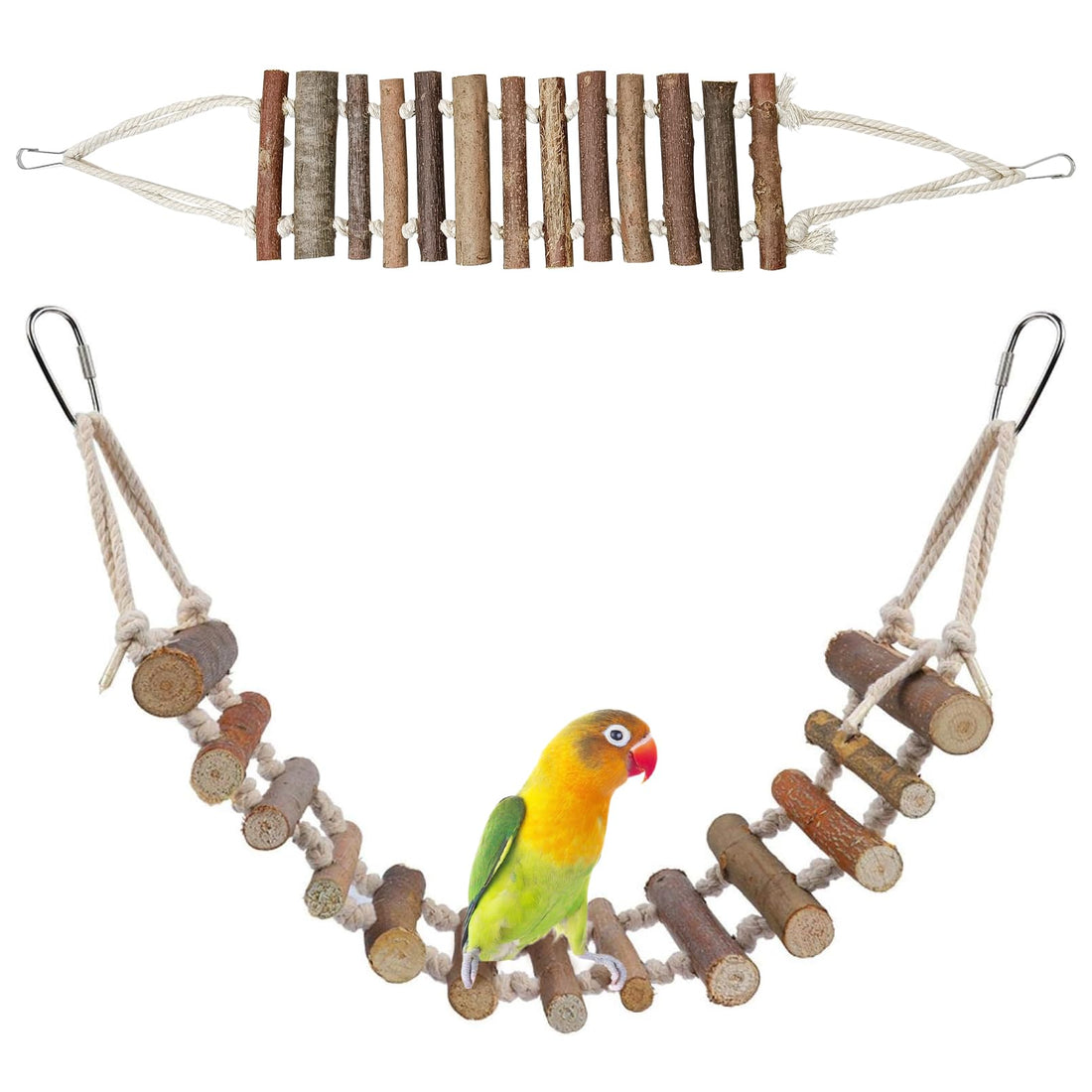 BNOSDM Wooden Bird Rope Ladders 2 Pcs Birds Ladder Bridge Toy Parrot