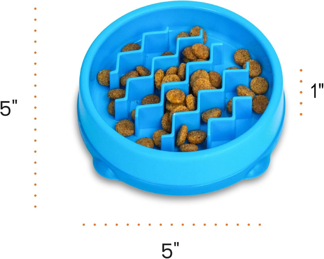 Catstages Kitty Slow Feeder Bowl for Cats & Kittens, 3/4 Cup, Blue, 5"