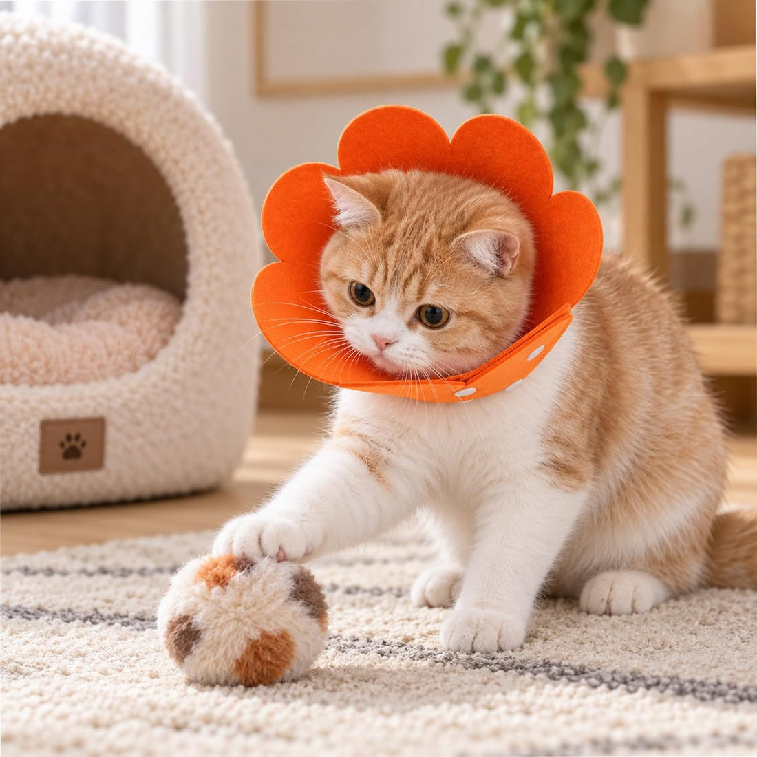 cobee 4 Pcs Felt Cat Recovery Collar, Cute Flower Felt Cat Cone Collar