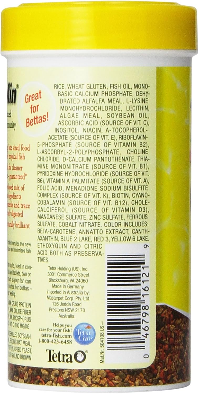 TetraMin Tropical Granules Fish Food for Mid-Feeding Fish, 3.52 oz