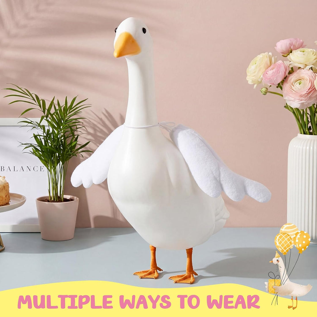 Abbylike 1 Pcs Halloween Poseable Goose Wings for 13-28", Rippled Edge