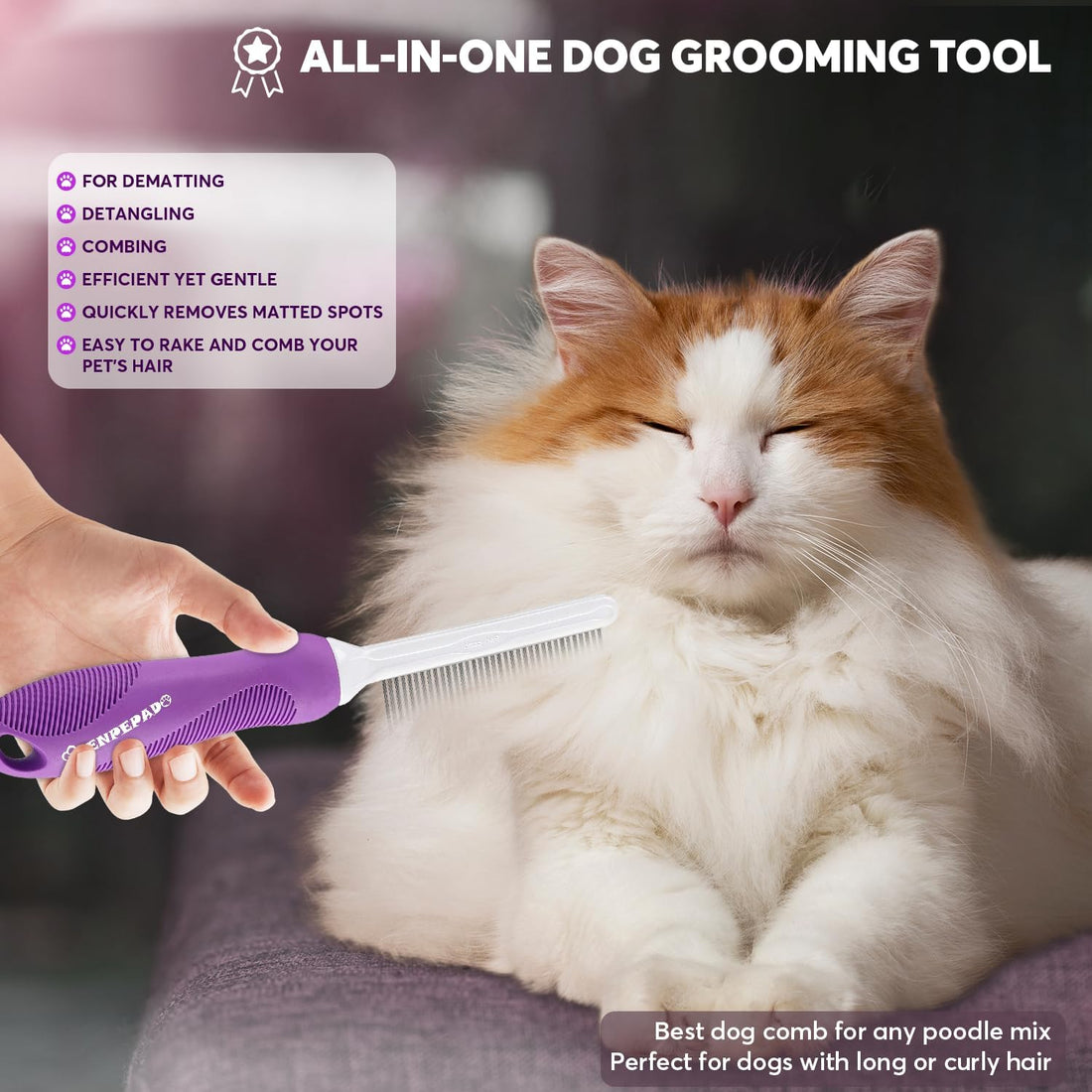 GENPEPADO Grooming Comb for Dogs and Cats with Matted Hair