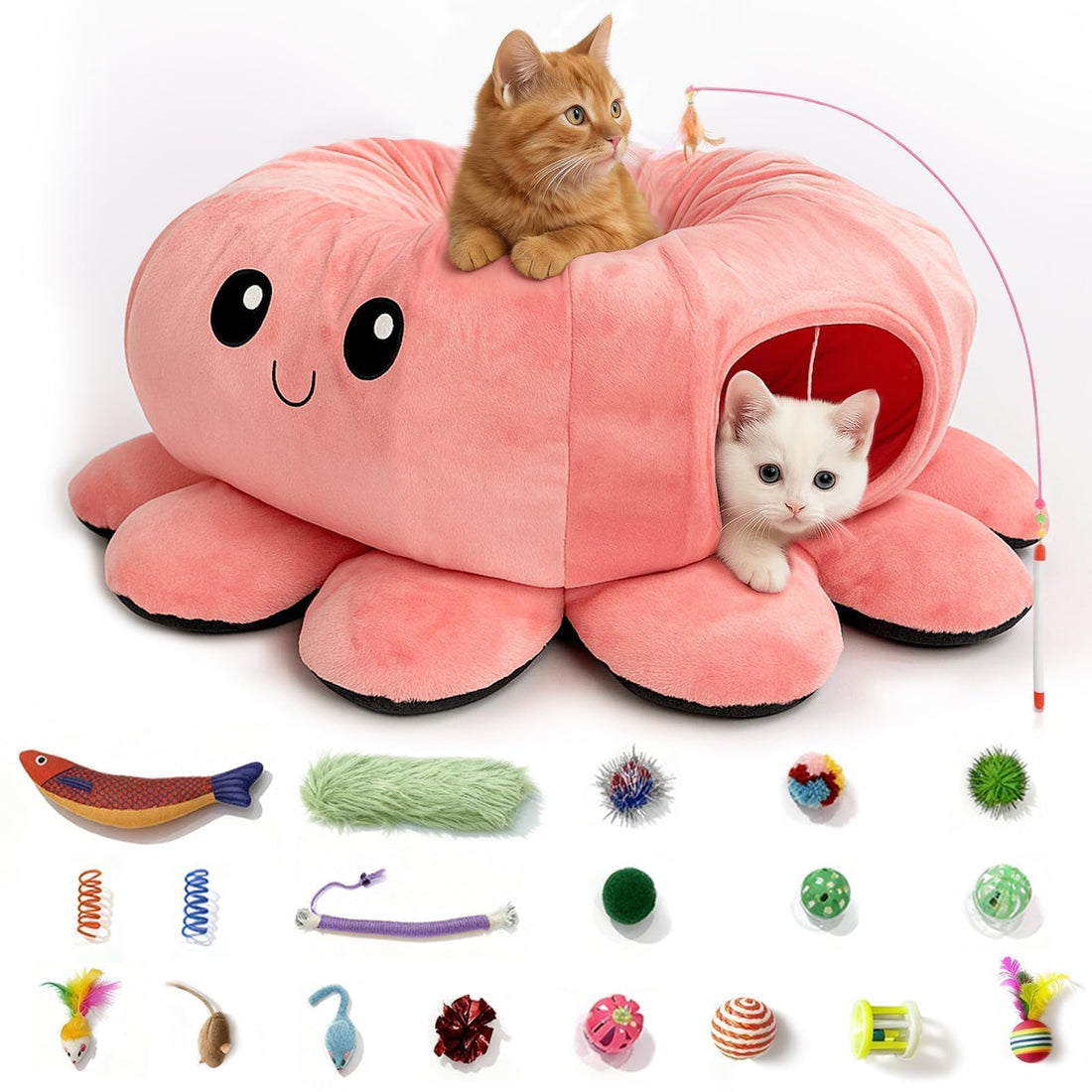 VIEFIN Cat Tunnel Bed with 20 Cat Toys