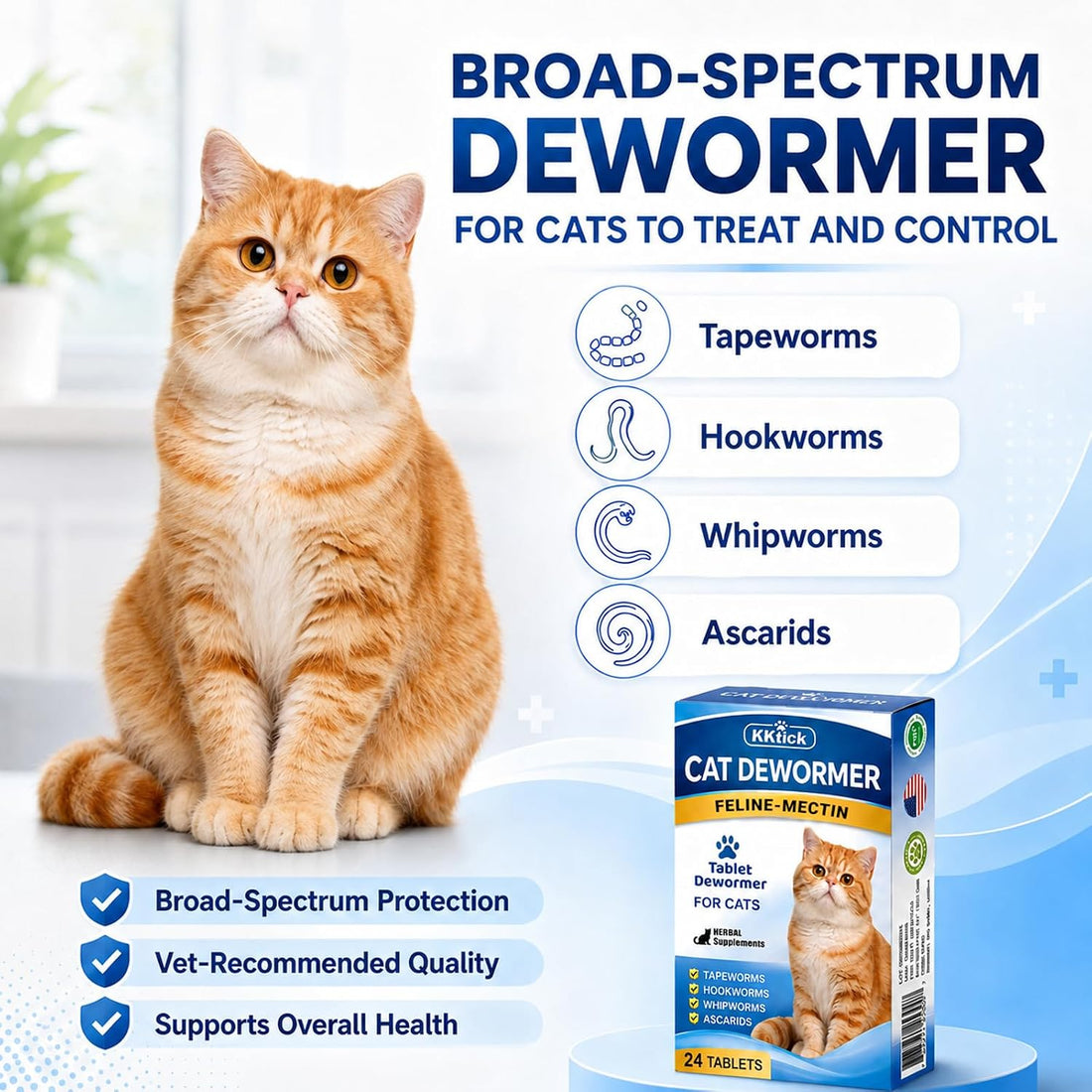 Cat Dewormer for Cats & Kittens, Dewormer Tablets