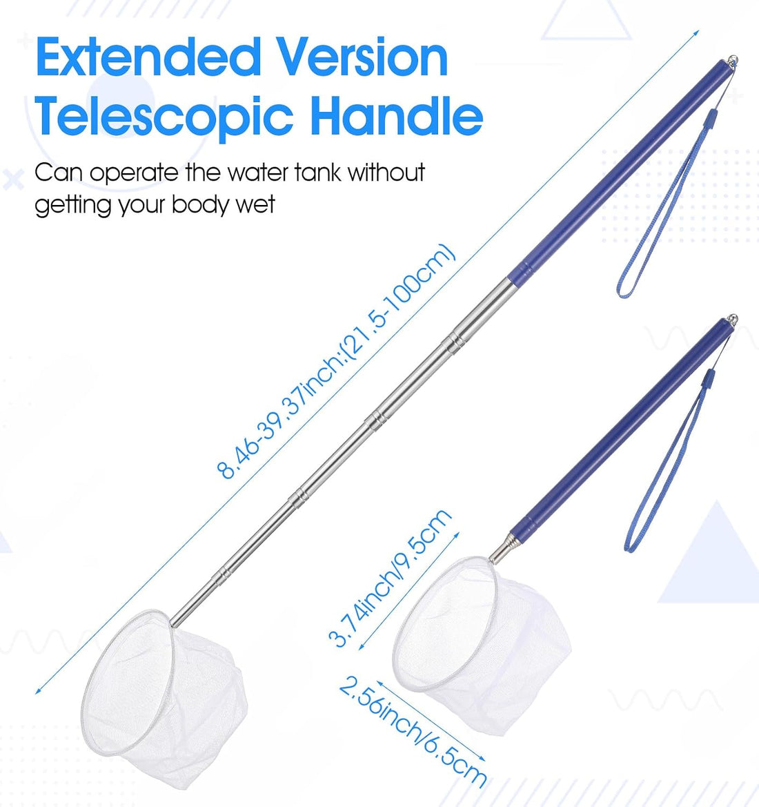 Fish Tank Net Small, Aquarium Fish Tank Net Long Handle (Blue)