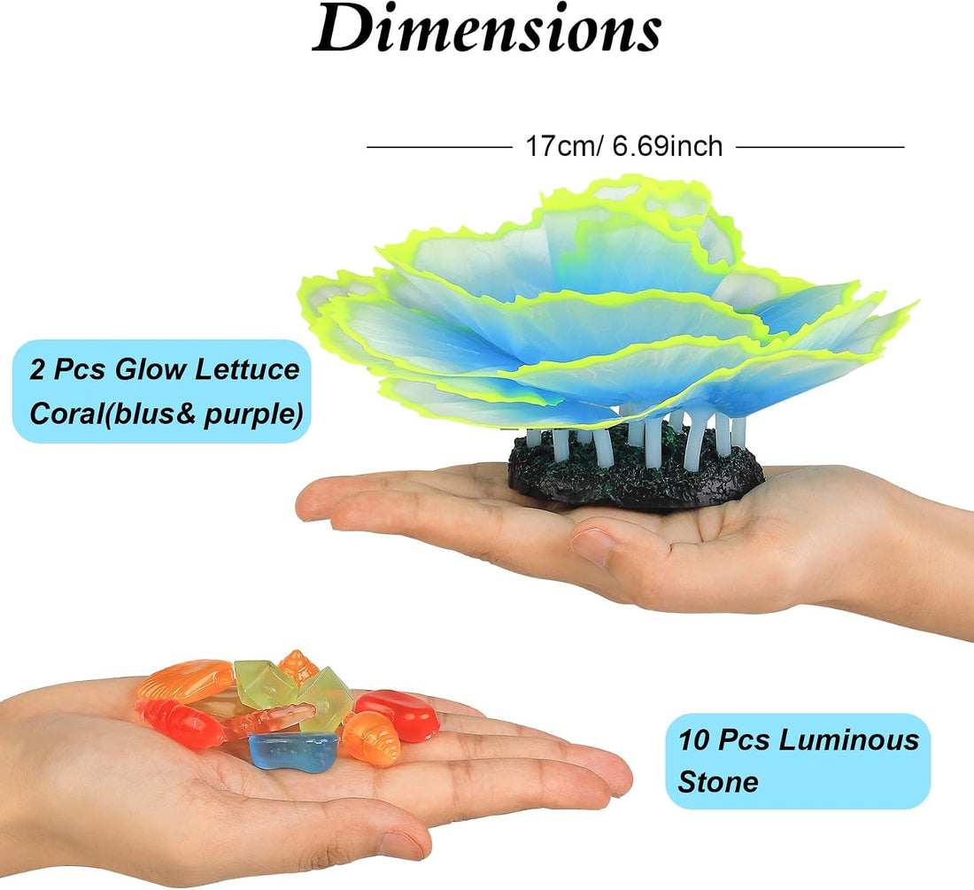 Glowing Fish Tank Decorations Glow Aquarium Decor Coral Ornaments 2Pcs
