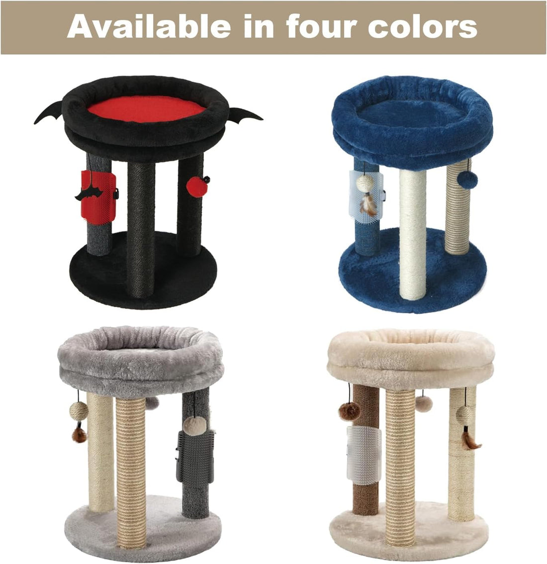 MECOOL 4in1 Small Cat Tree,Scratching Post with Tower Soft Bed
