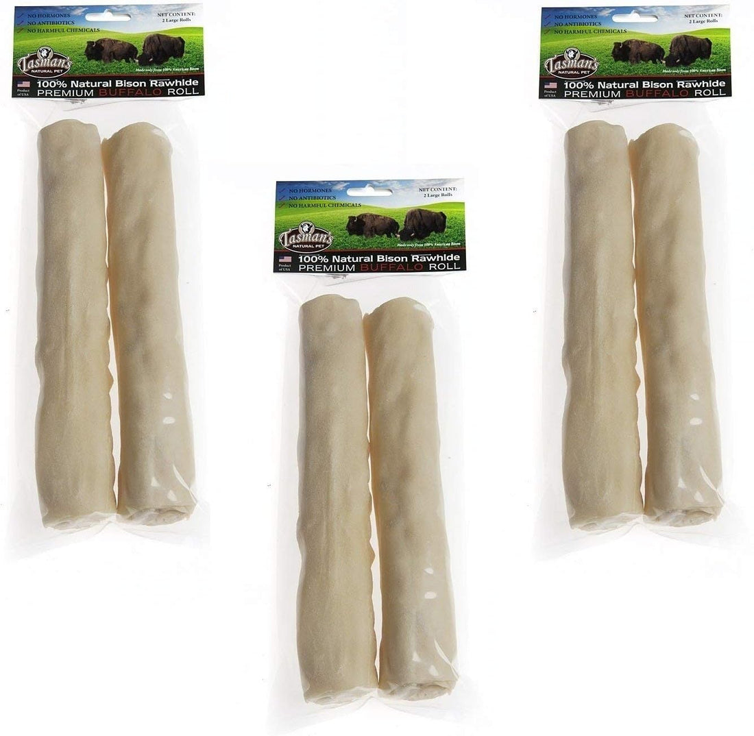 (3 Pack) All-Natural Buffalo Rawhide Rolls, Large, 2 Rolls each