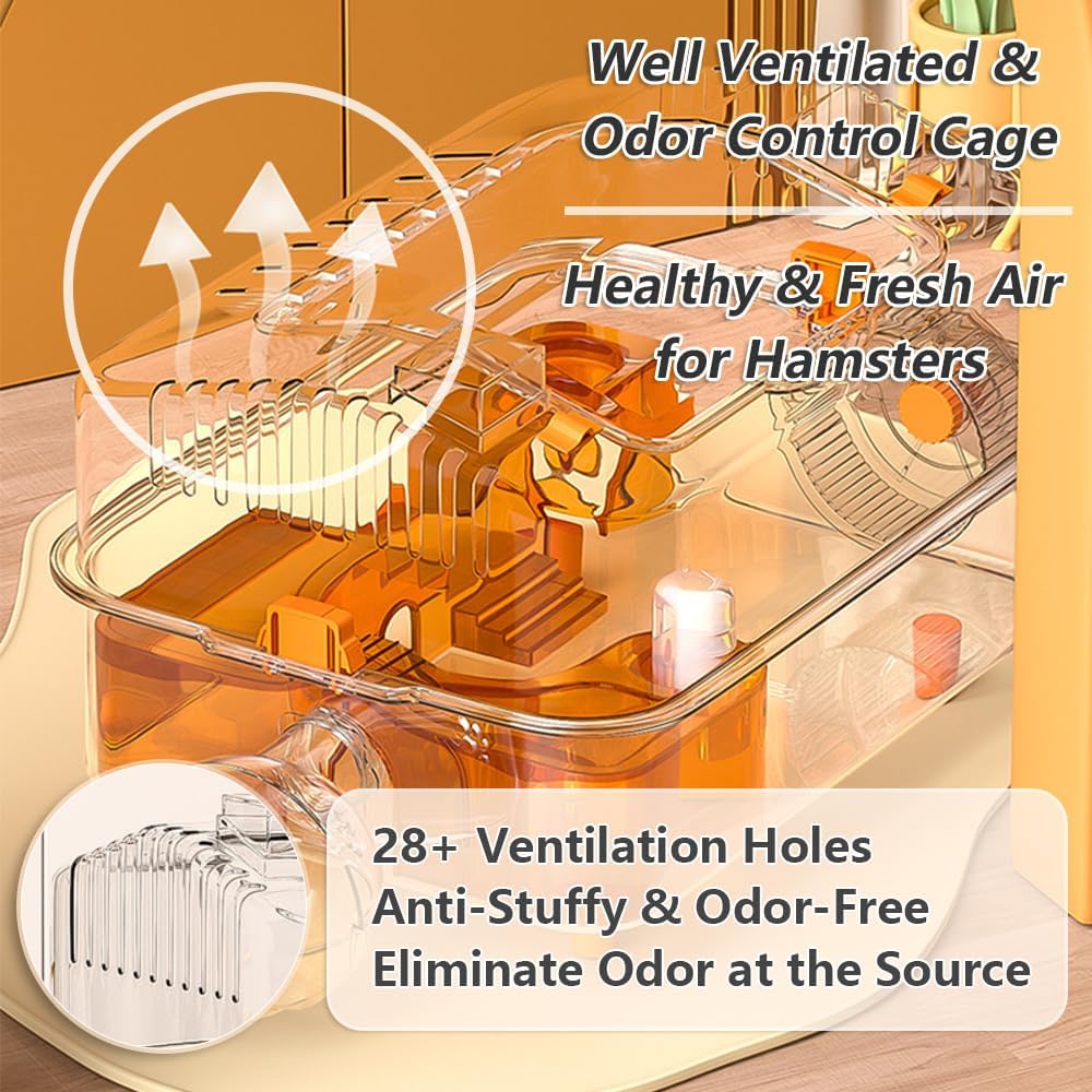 8-in-1 Dwarf Hamster Cage, No Assembly Full Transparent